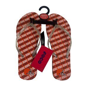 Cleveland Browns Flip Flops Womens Orange Size XL 11-12 New NFL Licensed FOCO